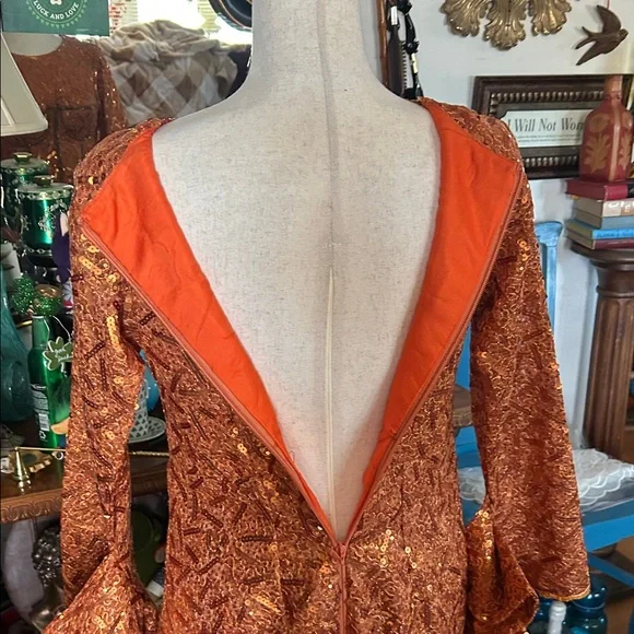 Vintage Orange Sequin Gown - Picture 8 of 16